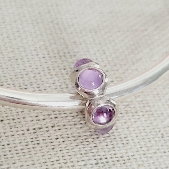 PANDORA purple amethyst mother of pearl beads charm sterling silver bracelet - Picture 4 of 15